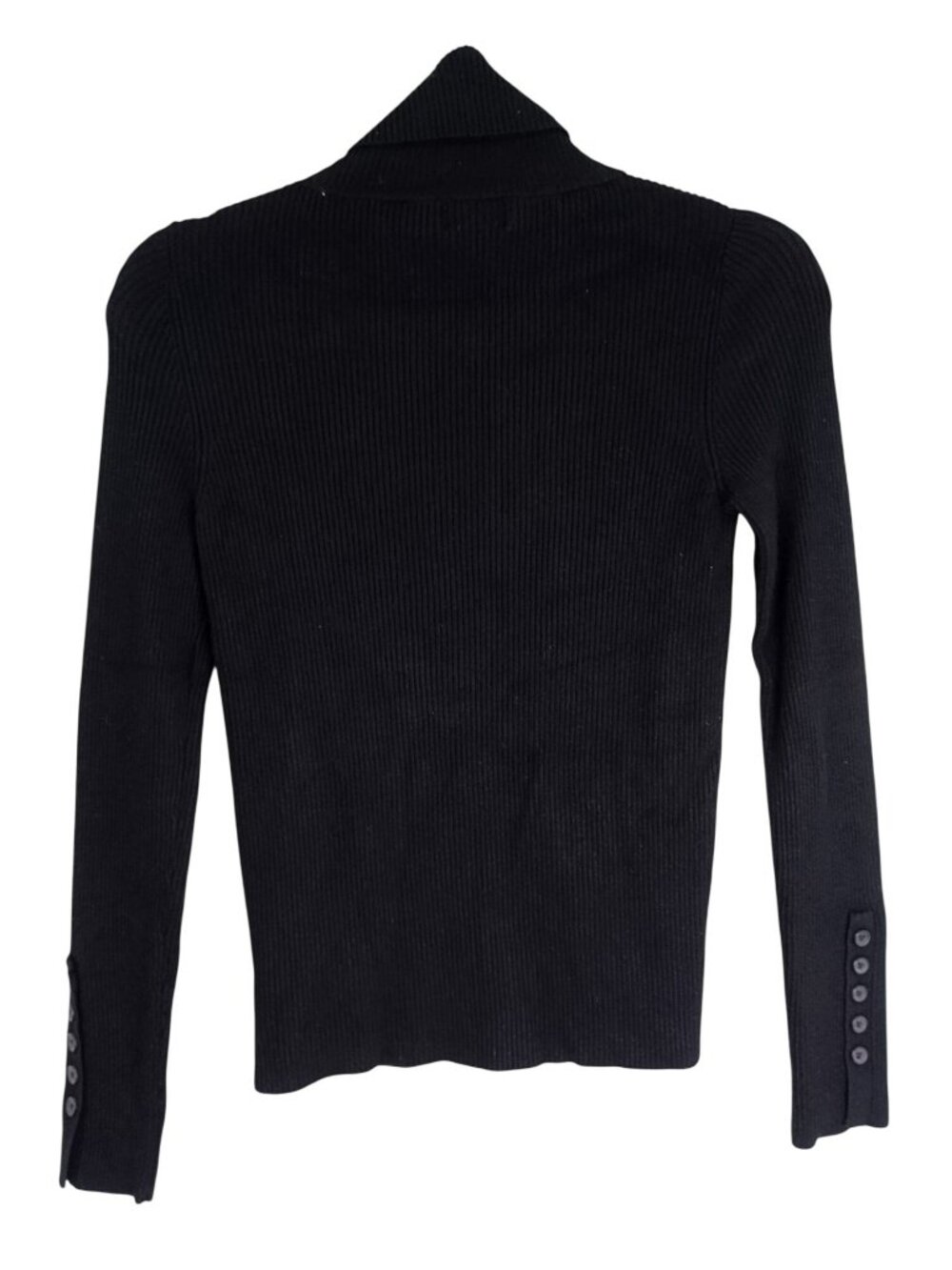 Maeve Anthropologie Black Ribbed Turtleneck Sweater Small With Button Cuffs - Picture 7 of 7